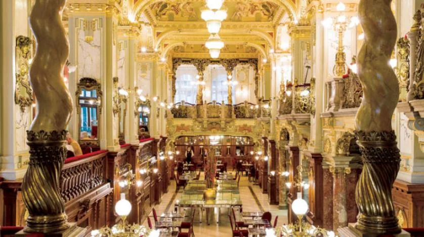 They  to it to take pictures and to launch artistic and cultural projects. New York Cafe: a historical cafe in the heart of Budapest in the Italian style, with 2000 customers daily